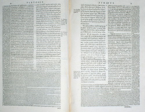 Page d'une édition imprimée de Platon datant de la Renaissance